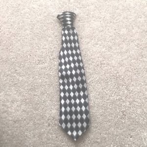 Boys’ Silver/Black/Blue Clip-on Tie